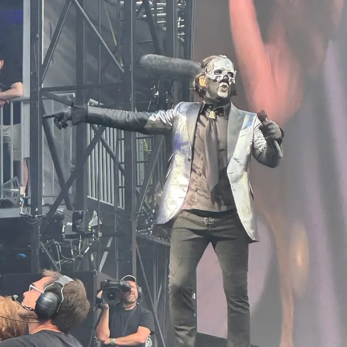 Ghost’s Tobias Forge performing at Ozzy and Black Sabbath’s farewell show (Back to the Beginning). | Photo by pxtchwork via Instagram