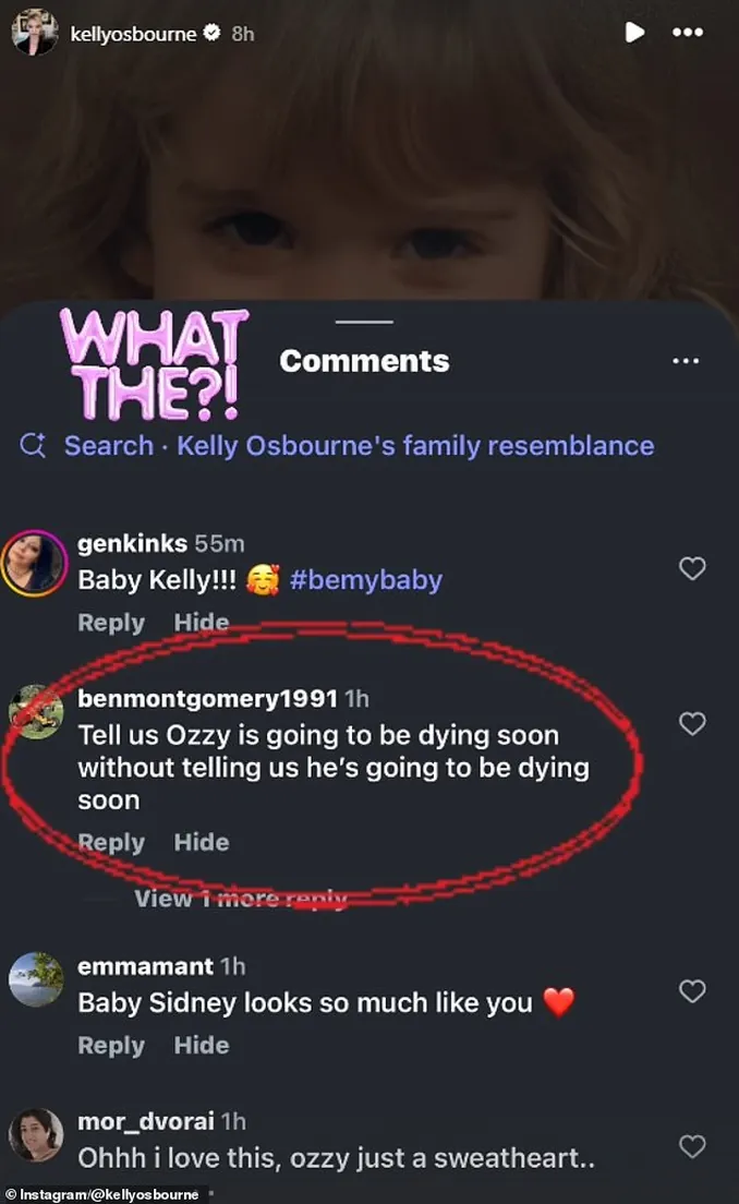 Kelly also shared a screenshot showing examples of social media comments like, ‘Tell us Ozzy is dying without actually saying Ozzy is dying.’ | Image: Reproduction / Instagram