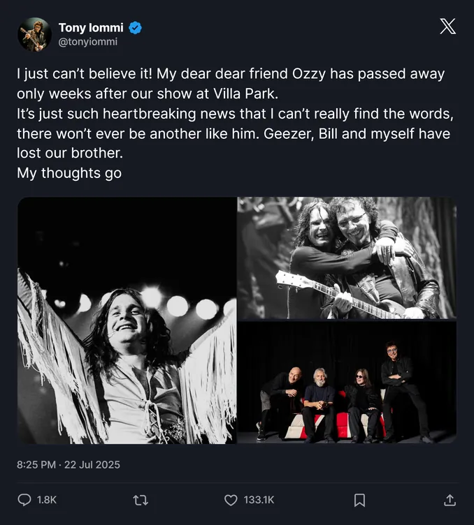 Iommi X post